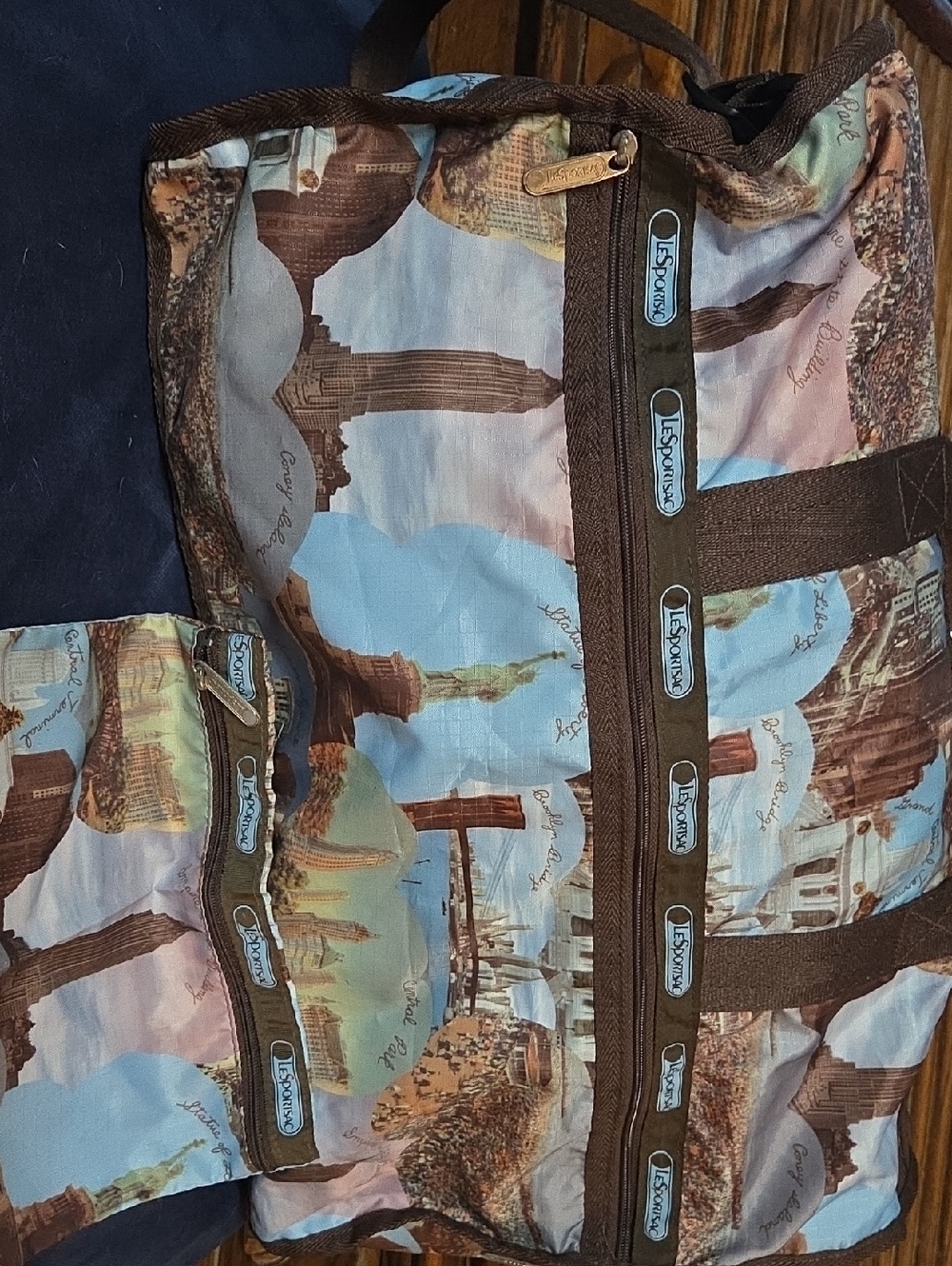 LeSportsac Cityscape Print Tote in Blue and Brown